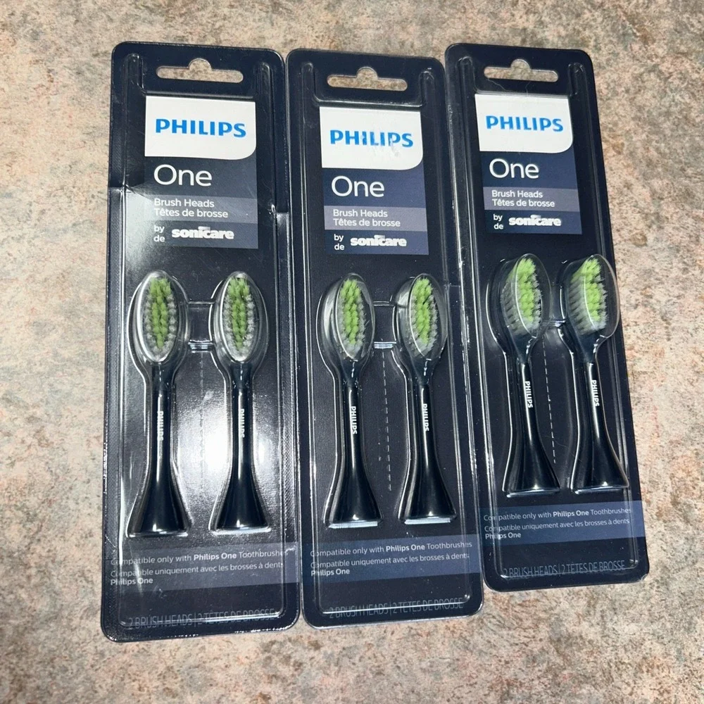3 Packs (2 PER PACK) Philips ONE Brush Heads by Sonicare #BH1022/04 NAVY